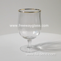 customized clear wine glasses with gold rim